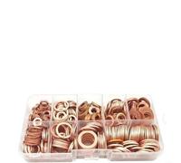 Assortiment de joints plats en cuivre pour joints d'étanchéité en métal rouge, pour ensemble d'anneaux, avec boîte de rangement, pour carter automobile, applications hydrauliques électriques et