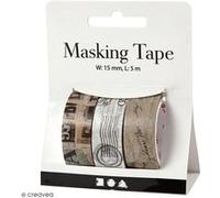 Assortiment de masking tape 15 mm x 5 m - Motifs Vintage - 3 rouleaux G
