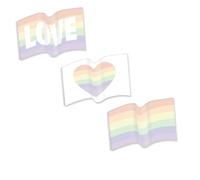 Assortiment de notes adhésives motif drapeau Gay Pride - 10,2 x 7,6 cm - Repositionnables - LGBTQ Love - Lot de 3 blocs de notes autocollantes en forme de cœur arc-en-ciel - Fabriqué aux États-Unis
