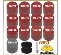 Assortiment de papier de verre pour meuleuse, outils rotatifs, accessoires pour le travail du bois, 25/50/75mm, grain 60-3000 113pcs 50mm80-3000