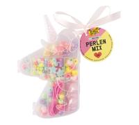 Folia Kit de perles 32021 – Mix Unicorn, 170 pièces avec 2 m d'élastique et boîte de rangement