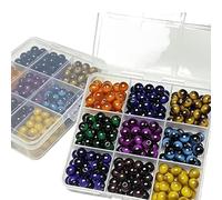 Assortiment De Perles Œil Tigre 8 Mm, 225 Pièces, Boîte Rangement | Perles de pierre rondes polies pour bracelets, colliers, boucles d'oreilles et fabrication de bijoux