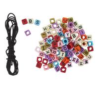 Assortiment de perles lettres carrées - FOLIA - 100 pièces - 5 mm - Élastique inclus - Multicolore