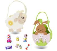 Assortiment de petits Chocolats de Pâques | 2 Paniers garnis de 20 chocolats Kinder Schokobons, Milka, Moulages et Oeufs | Idéal à Offrir, Cacher ou comme Décoration de Pâques