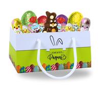 Assortiment de Petits Chocolats de Pâques | Panier garni de 30 Confiseries : KINDER Schokobons, Moulage Lapin, Figurines et Œufs | Idéal à Offrir, Cacher ou comme Décoration de Pâques