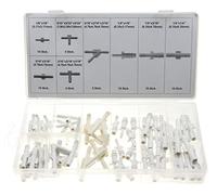 Assortiment de raccords de tuyau de 1/8" (3,17 mm) à 1/4" (6,35 mm) / Mini raccord sous vide en plastique pour tuyau d'air droit en forme de T et en forme de Y 65 pièces.