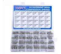 Assortiment de ressorts de compression 390/420 pièces en acier inoxydable 304 avec boîte de rangement, ressorts métalliques - Pour bricolage, électronique, outils, jouets (390)