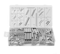 Assortiment de ressorts de quincaillerie avec 210 ressorts de tension et de compression dans une boîte étiquetée pour réparation automobile et outils