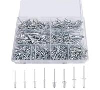 Assortiment de rivets pop, jeu de rivets en aluminium de 8 tailles, rivets aveugles for métal avec organiseur 80/100/160/385 pièces(100pcs 5X8mm)