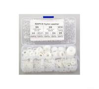 Assortiment de rondelles en nylon 500 pièces M2-M10 joints plats blancs robustes résistants à l'abrasion avec boîte de rangement pour connexions électriques voiture bateau ménage raccords à vis