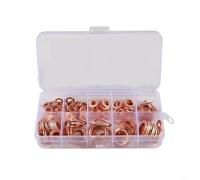 Assortiment de rondelles plates en cuivre 100 pièces avec joints d'étanchéité dans une boîte de rangement pour carter et divers équipements, forte résistance et conductivité électrique