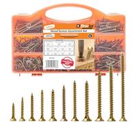 Assortiment de vis à bois Brackit 780 pièces | Paquet de grande valeur zingué, vis assorties extra-fortes pour panneaux de particules pour charnières de porte, réparations