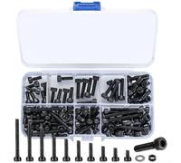 Assortiment de vis à tête hexagonale avec 186 boulons écrous rondelles en acier au carbone dans un récipient en polypropylène organisé pour réparations mécaniques