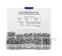 Assortiment de vis autotaraudeuses en acier inoxydable M3, 500 pièces, avec boîte en plastique (Acier inoxydable 304)