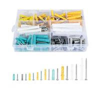 Assortiment de vis de chevilles murales pour réparation à | Manchon d ' expansion en ABS de 200 pièces et boîte de fixation en acier carbone pour le et le