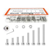 Assortiment de vis M3, 600 pièces de 8 tailles de vis M3 pour imprimante 3D à monter soi-même, vis à tête hexagonale à tête cylindrique boulons, écrous, rondelles, en acier inoxydable 304, M3-0,5 x 6