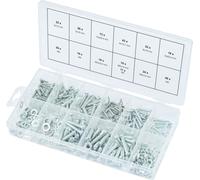 Assortiment de vis pour métal et bois, de rondelles et d'écrous, 347 pcs (prix indicatif - ref vendue uniquement en présentoir)