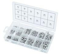 Assortiment de vis, rondelles et écrous en inox, 475 pcs (prix indicatif - ref vendue uniquement en présentoir)