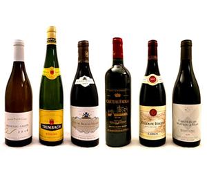 Assortiment/Dégustation 6 Vins - 6 Régions Viticoles : Bourgogne, Bordeaux, Rhône, Beaujolais, Loire et Alsace !