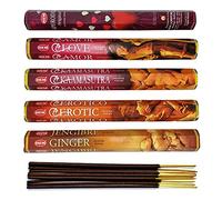 Assortiment d'encens - Bouquet Aphrodisiaque. Lot de 100 bâtons (5 parfums) Marque HEM.