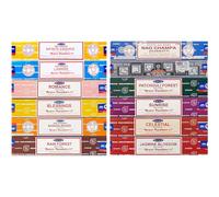 Assortiment d'encens Satya - Pack Oriental - 12 Paquets de 15 g - 180 g au Total - Idéal pour aromathérapie, méditation, Yoga