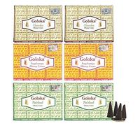 GOLOKA Assortiment d'encens Top 3 60 cônes / 3 parfums : Patchouli, Santal et Nag Champa