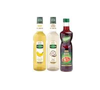 Assortiment des îles : sirop de banane, de noix de coco et de grenade