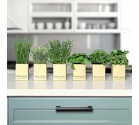 Assortiment d'herbes artificielles - Fausse Plante - Lot de 6 avec Pot de Fleurs en Papier - Ciboulette, Persil, Basilic, Menthe, Romarin, Thym