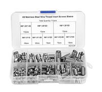 Assortiment d'inserts de fil en acier inoxydable 110pcs, douille de réparation de vis à filetage enroulé, filetage intérieur, filetage intérieur M6-M8 / 1D-3D avec boîte