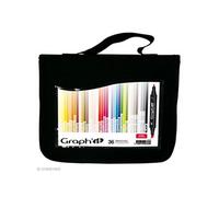GRAPH’IT Marker trousse de 36 marqueurs à alcool double pointe pour dessin de manga et illustration, pointe fine et biseautée - Set Basic Colours