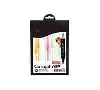 Graph'it Set 12 feutres à alcool Manga 2 double pointe fine et biseautée