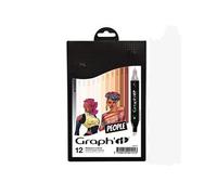 GRAPH’IT Marker Set de 12 marqueurs à alcool double pointe pour dessin de manga et illustration, pointe fine et biseautée - Set People