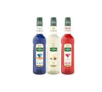 Assortiment french sirop :sirop le blue façon curacao, d'anis et de pomme d'amour