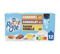 Assortiment Gourmand de Crèmes Desserts Chocolat Vanille Caramel by RECRE OLE - 12x85g (1.020kg) - Onctuosité Divine Assurée - Le Lot De 3