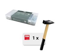 Assortiment TOX (580 pièces) + marteau de serrurier 300 g manche en frêne, clous tête plate et fraisée pour usages variés et travaux bois, 9 tailles courantes, 094909141