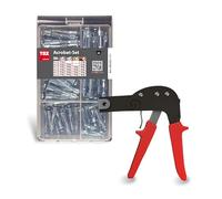 Assortiment TOX Acrobat Set (60 pièces) + pince Acrobat Speed Plus, chevilles métalliques pour cavités en 6 tailles avec vis, pour plaques de plâtre, adapté à toutes tailles, 094909140