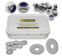 Assortiment Visserie Inox Rondelles Metal Extra Large 50pcs M8 + Ecrou Frein Autobloquant 50pcs M8 : Boite 100pcs Acier A2 pour Vis et Boulon | Anti-Rouille Usage Extérieur | Boite Rangement Vis