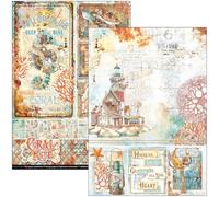 Assortiments de papiers Ciao Bella Coral Reef, A4, 9 feuilles, 190 g/m², papier de bricolage pour hobbies et comme cadeau, papier décoratif double face