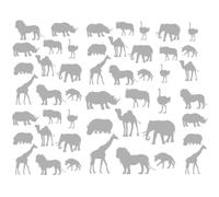 Assortiments gommettes autocollantes animaux d'Afrique - Argenté métallisé, Assortiment