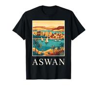 Assouan Égypte Temples du Nil Scène d'horizon du désert Rivière T-Shirt