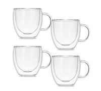 ASSR Lot de 4 tasses à café en verre borosilicate transparent isolé double paroi pour la maison, la cuisine, le bureau