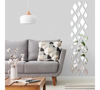 ASSRECT 32 Pcs 2 Tailles Larme Miroir Acrylique Stickers Muraux Miroirs, DIY Autocollant 3D Argent Miroir Mur Art Stickers pour Salon Salle Bain Maison Fond Décorations (Argent)