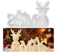ASSRECT Moule en Silicone pour Bougie de Noël Cerf, Moule en Silicone en Forme d'Élan de Noël, Idée Cadeau DIY pour Décoration de Noël