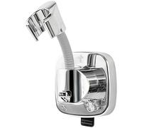 ASSRECT Support De Pommeau De Douche À 360° Avec Ventouse | 10 kg Capacité De Charge, Montage Sans Outil | Argent, Avec Crochet, Pour Locations & Petites Salles de Bain