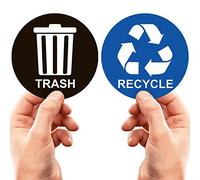 Lot de 2 autocollants de recyclage pour poubelle - Étiquettes parfaites pour poubelle - 12,7 x 12,7 cm - Panneau idéal pour la maison ou le bureau