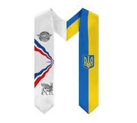 Assyrie, Assyrien, Ukraine, Ukrainiens, Drapeau, Étole de remise de diplôme, Écharpe en satin, Col en V, 183 cm, pour étudiant à l'étranger, Écharpe/Châle