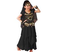 Astage Costume d'Halloween pour fille - Costume de danse orientale indienne - Carnaval, Noir , 3-5 ans