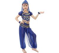 Astage Fille Carnaval Belly Dance Manches Courtes Halloween Cosplay Porter Bleu royal M