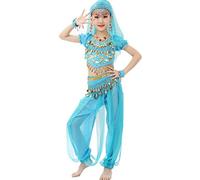 Astage Fille Carnaval Belly Dance Manches Courtes Halloween Cosplay Porter Ciel bleu L