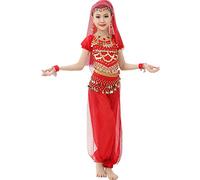 Astage Fille Carnaval Belly Dance Manches Courtes Halloween Cosplay Porter Rouge XL